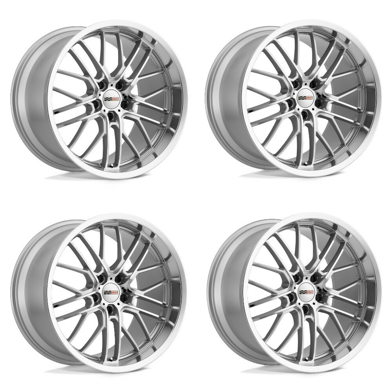 Set 4 Cray Eagle 19x10.5 5x4.75 69mm Silver W/ Mirror Cut Face & Lip Wheels