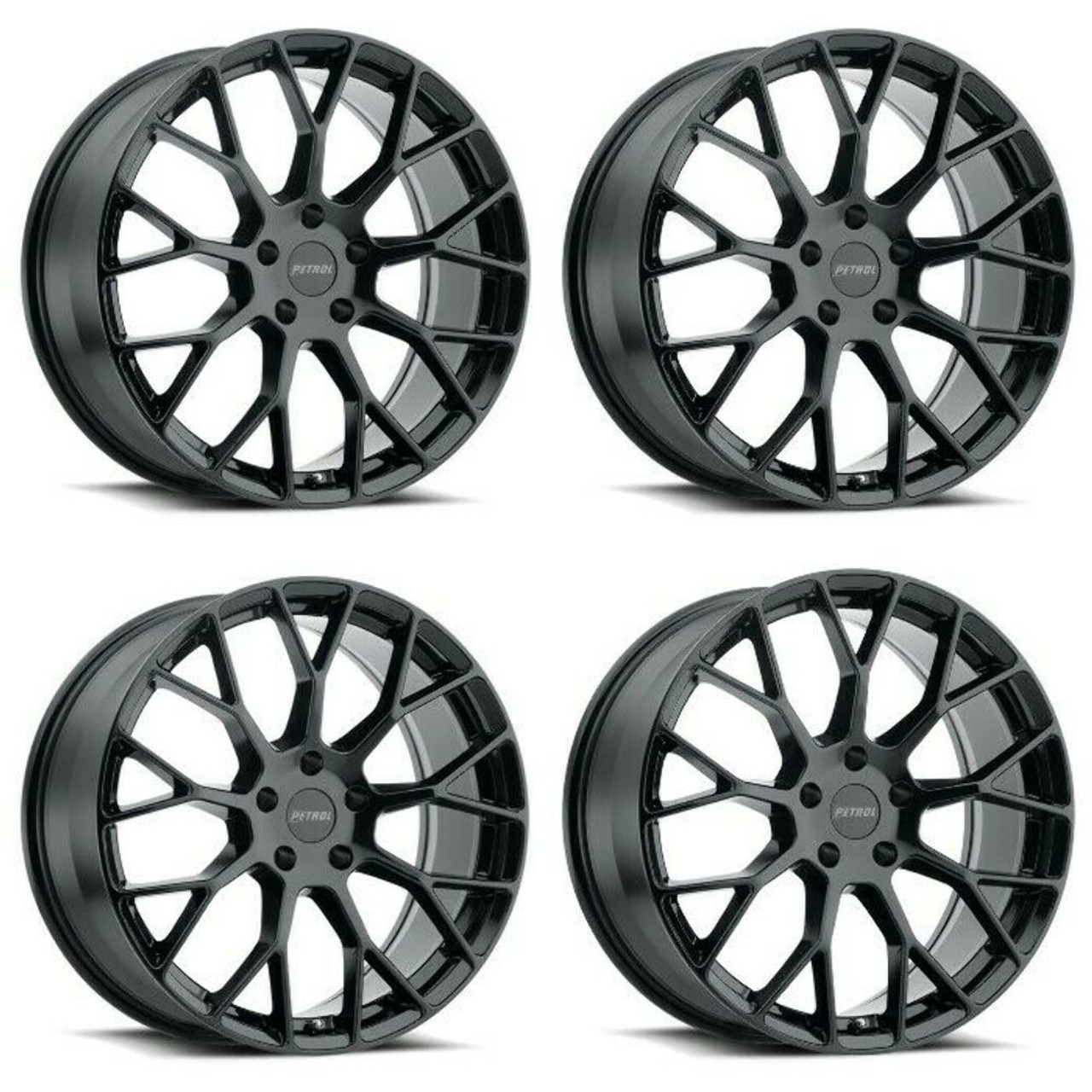 Set 4 Petrol P2B 19x8 5x112 Gloss Black Wheels 19" 32mm Rims