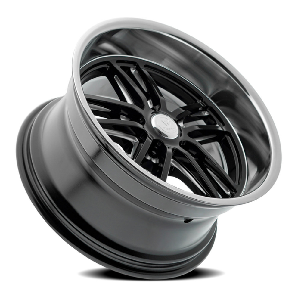 22" Resto Maverick Gloss Black Milled Window Diamond Cut Lip 22x10.5 5x5 1mm Rim