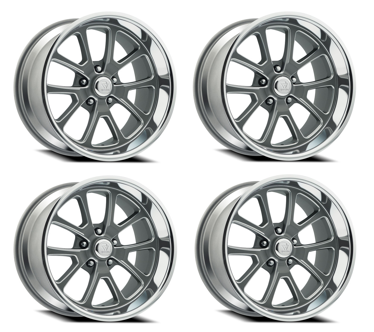 Set 4 20" Resto Laguna Texture Gun Metal Milled Diamond Cut Lip 20x9.5 5x5 1mm