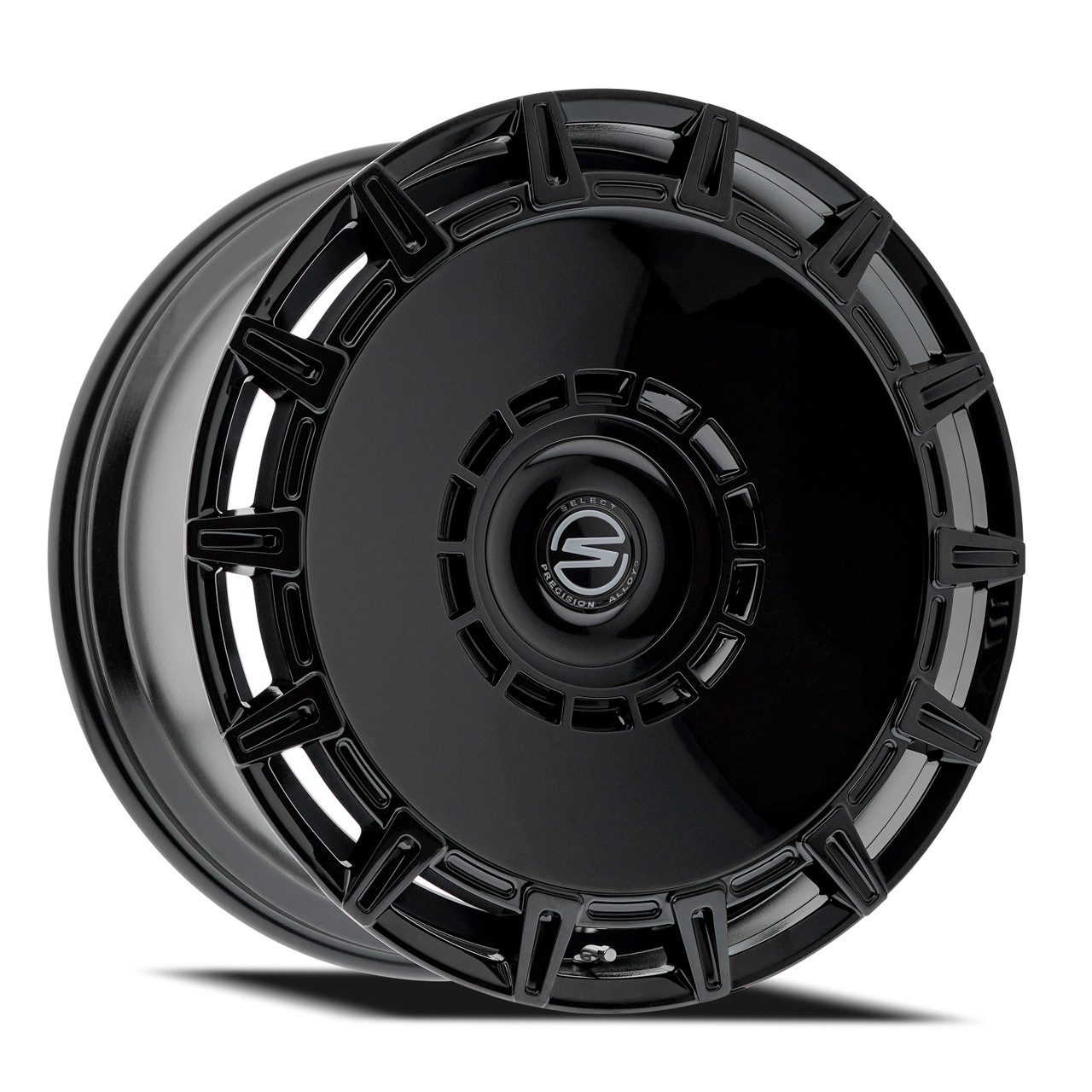 Set 4 24" Select Apollo Glossy Black 24x10 Wheels 6x5.5 (6x139.7) 6x135 25mm Rim