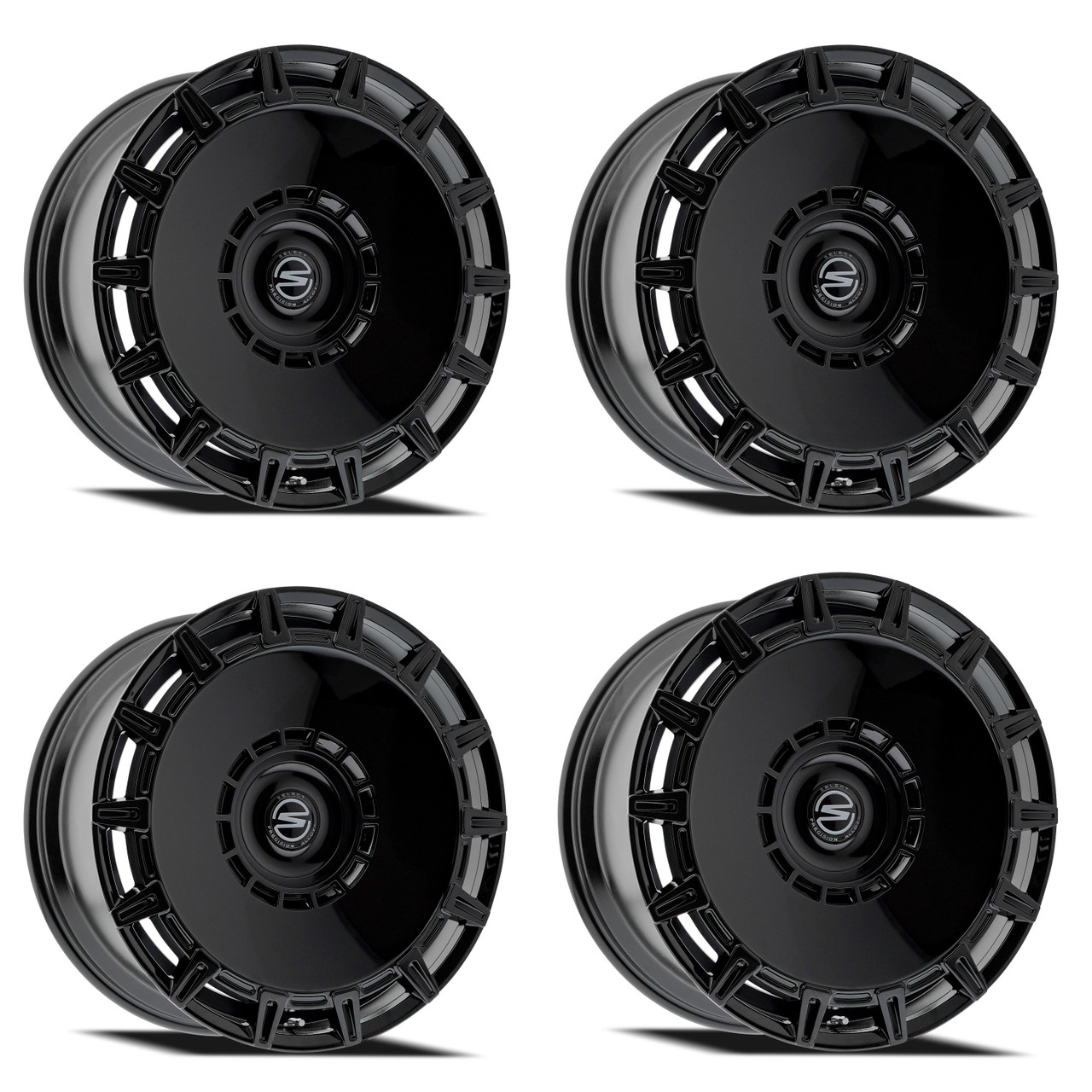Set 4 24" Select Apollo Glossy Black 24x10 Wheels 8x6.5 (8x165.1)  20mm Rims