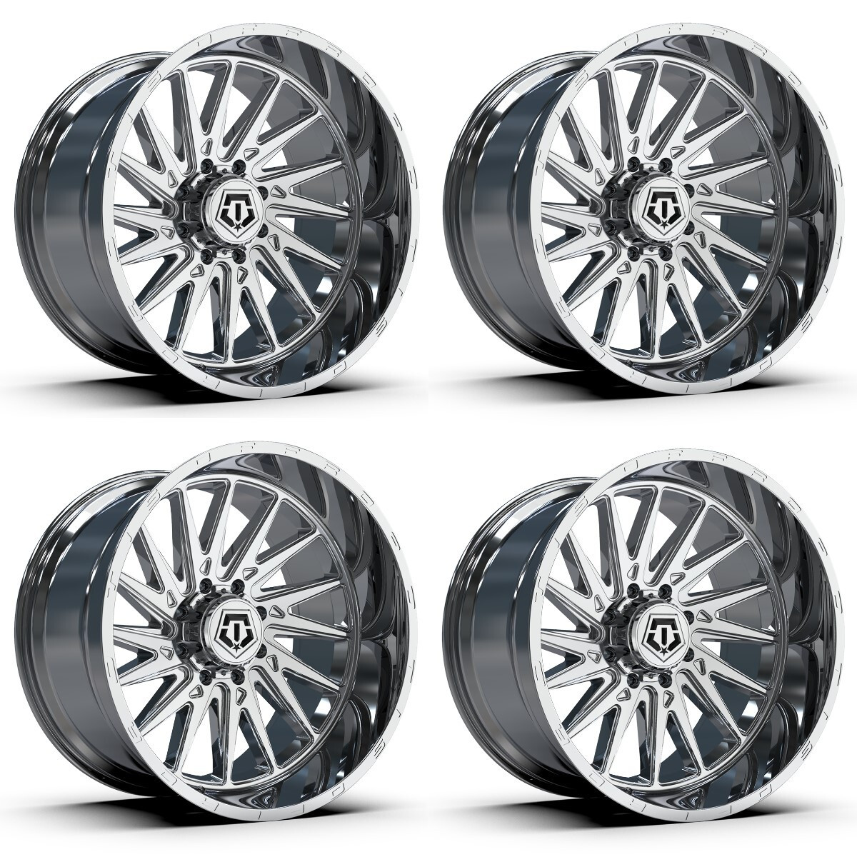 Set 4 20" TIS 547C Chrome Plated Wheels 20x10 8x170 -25mm Offroad Truck Rims