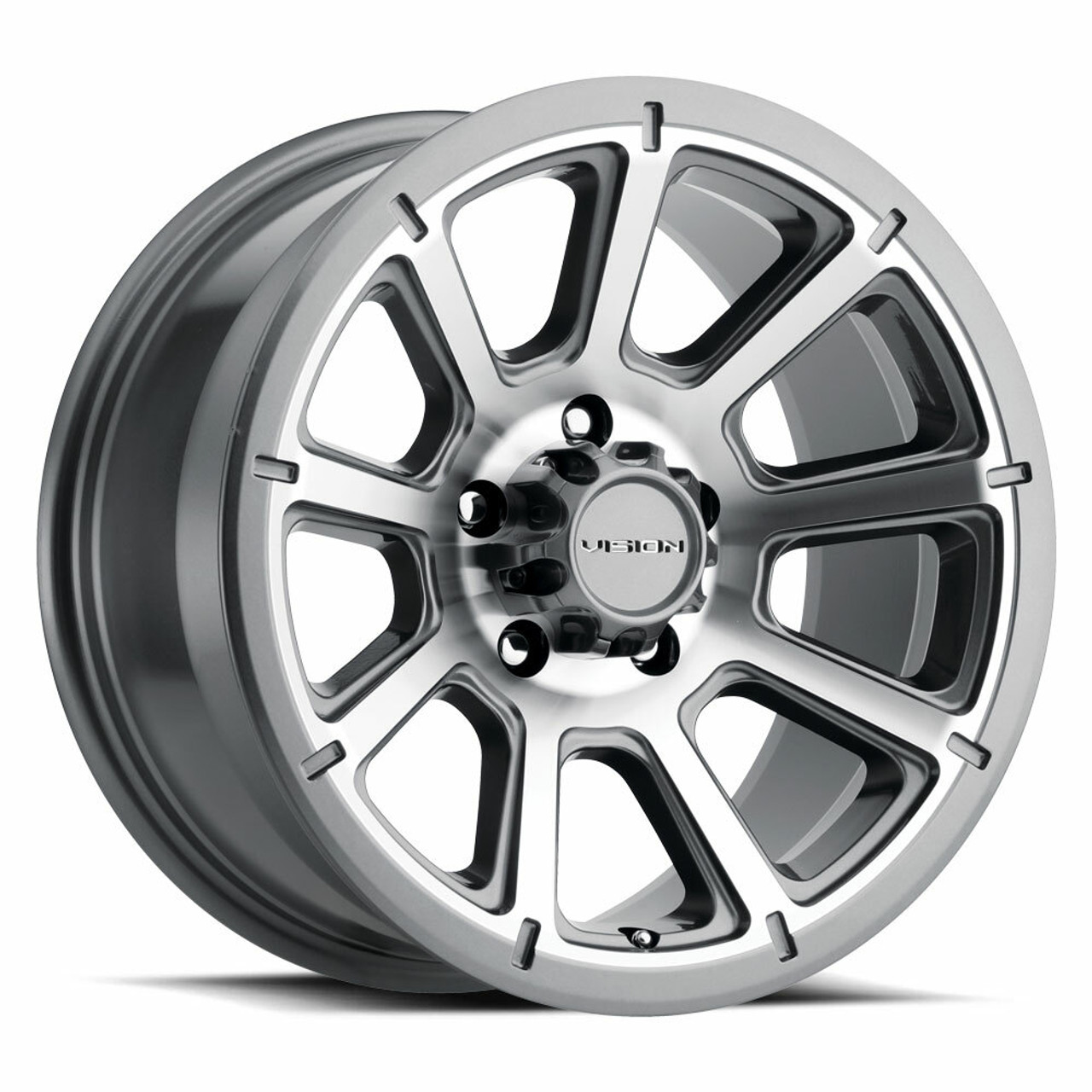18" Vision HD 353 Turbine Gunmetal Machined Face Wheel 18x9 5x4.5 Rim 18mm