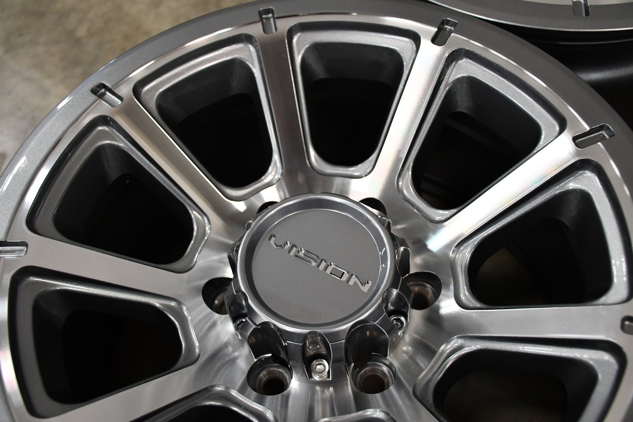 18" Vision HD 353 Turbine Gunmetal Machined Face Wheel 18x9 5x4.5 Rim 18mm
