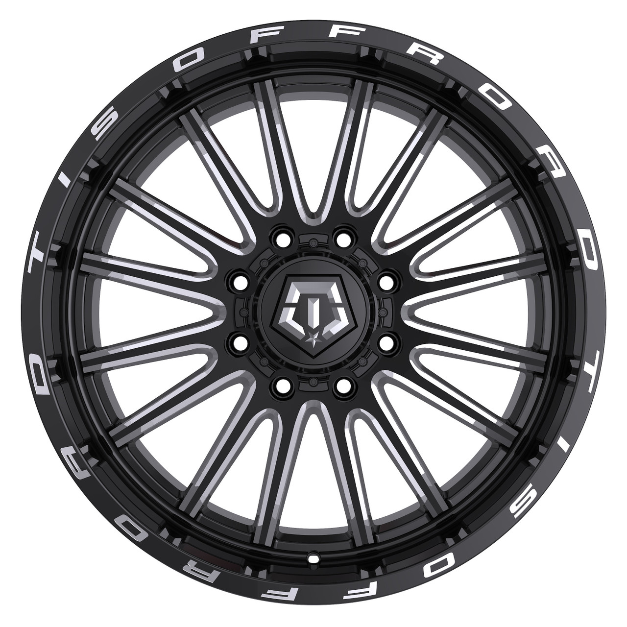 Set 4 20" TIS 567BM Gloss Black Milled Accents Wheels 20x9 8x180 18mm Truck Rims