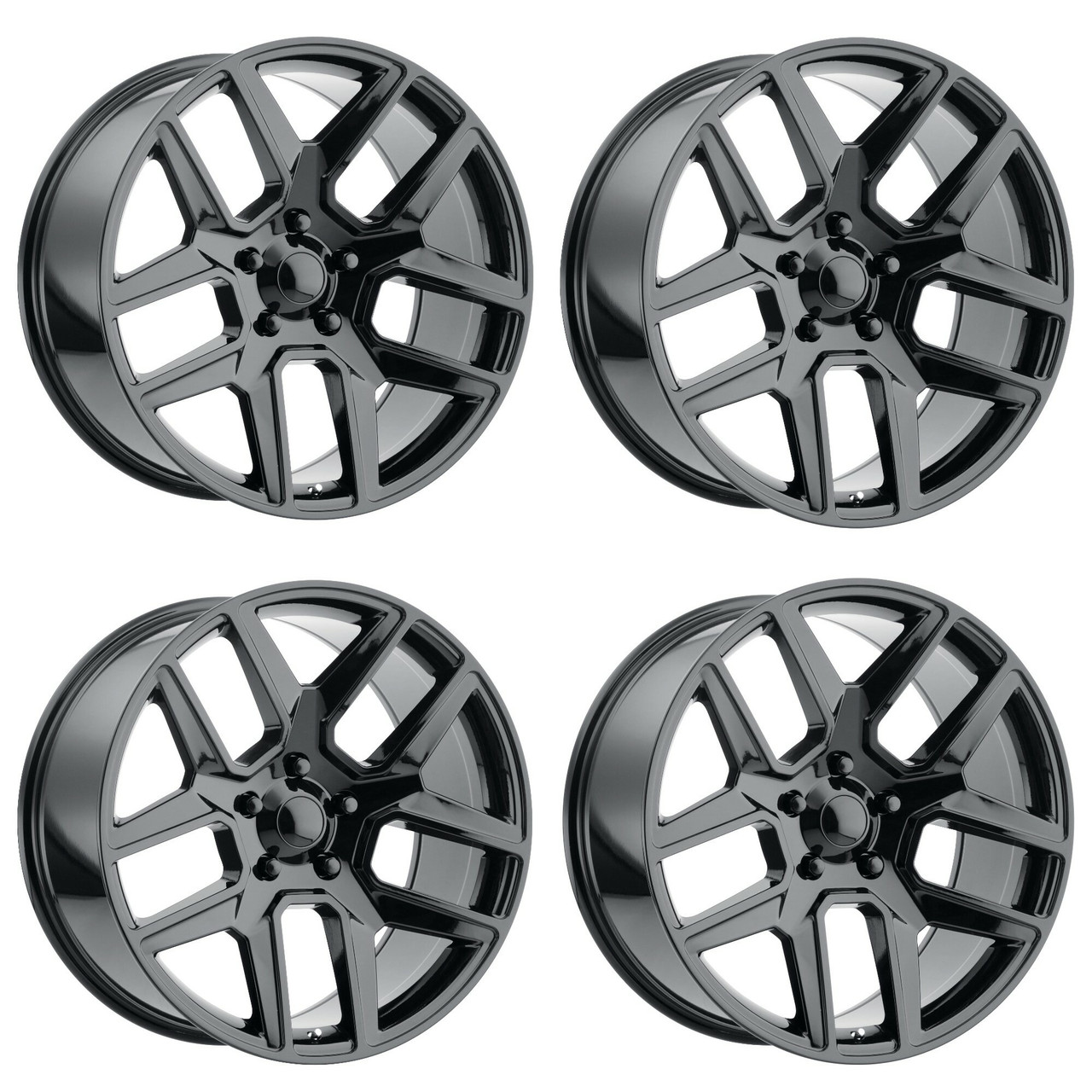 Set 4 Performance Replicas PR192 20x9 5x5.5 Gloss Black Wheels 20" 19mm Rims