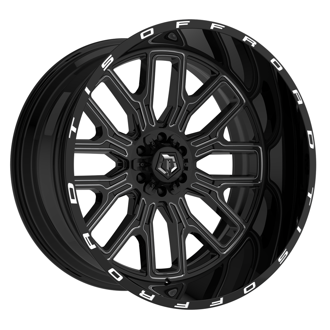 24" TIS 560BM Gloss Black Milled Accents Wheel 24x14 8x6.5 -76mm Offroad Rim