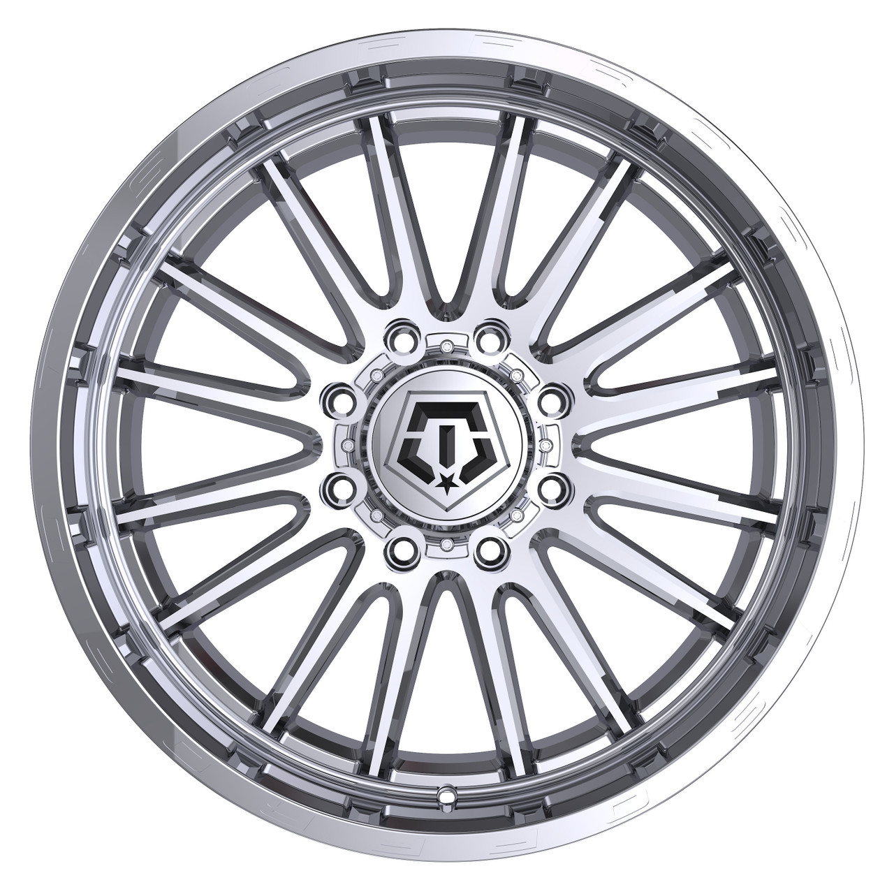 TIS 567C chrome off-road rim showing its deep concave profile and aggressive lifted truck styling