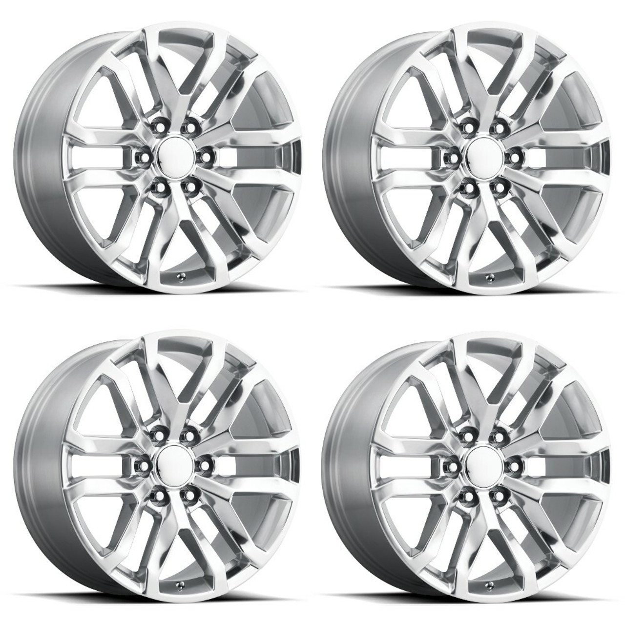 Set 4 Performance Replicas PR196 22x9 6x5.5 Chrome Wheels 22" 24mm Rims