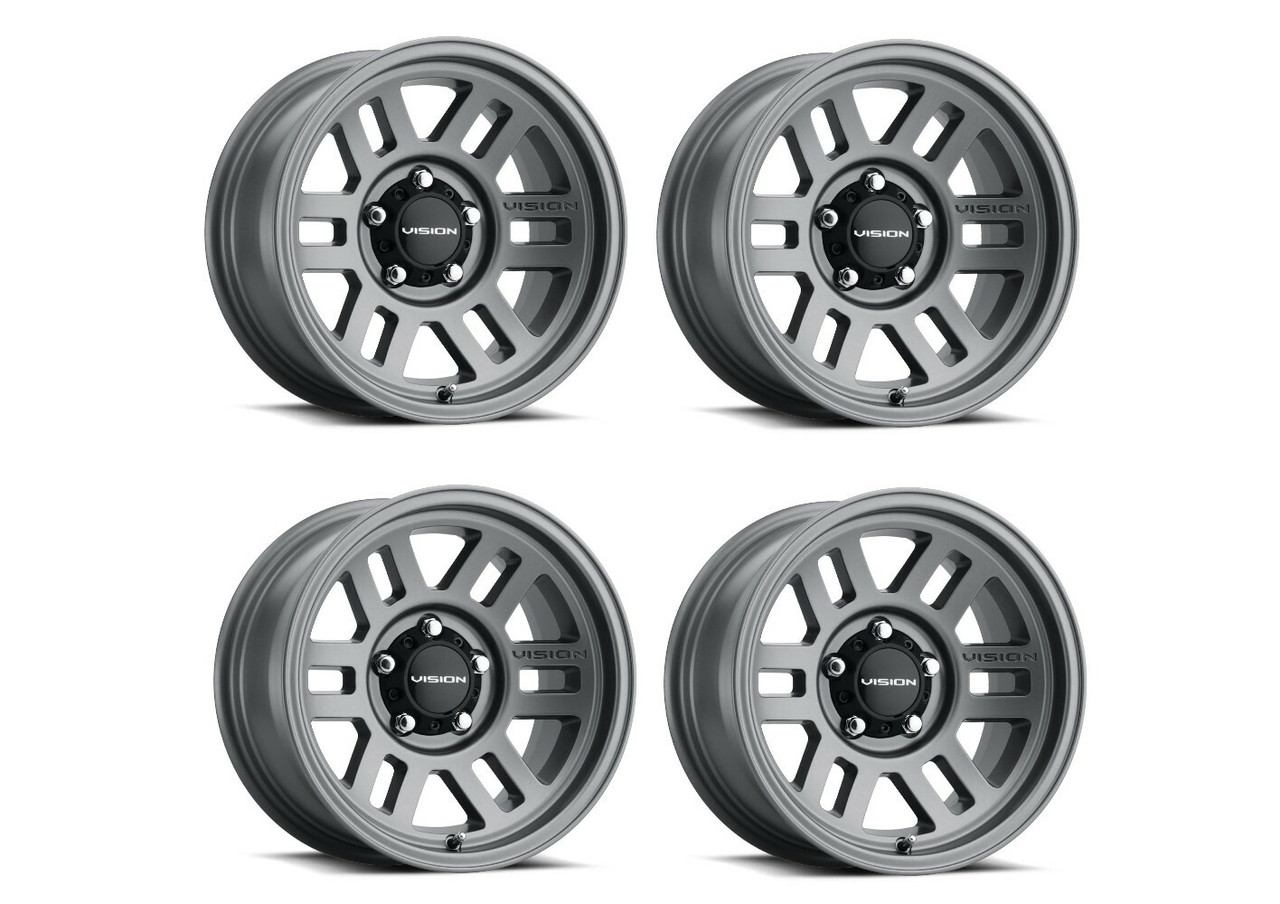Set 4 17" Vision 355 Manx 2 Overland Satin Grey 17x9 Wheels 5x5.5 (5x139.7) -12mm Rims