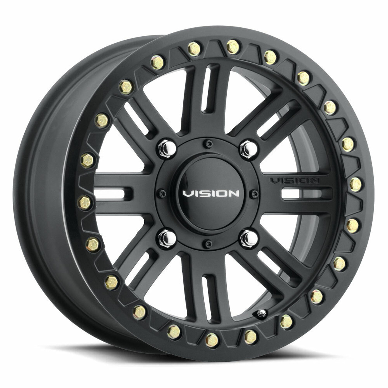 Set 4 15" Vision ATV 356 Manx 2 Beadlock Satin Black Wheels 15x7 4x156 38mm Rims