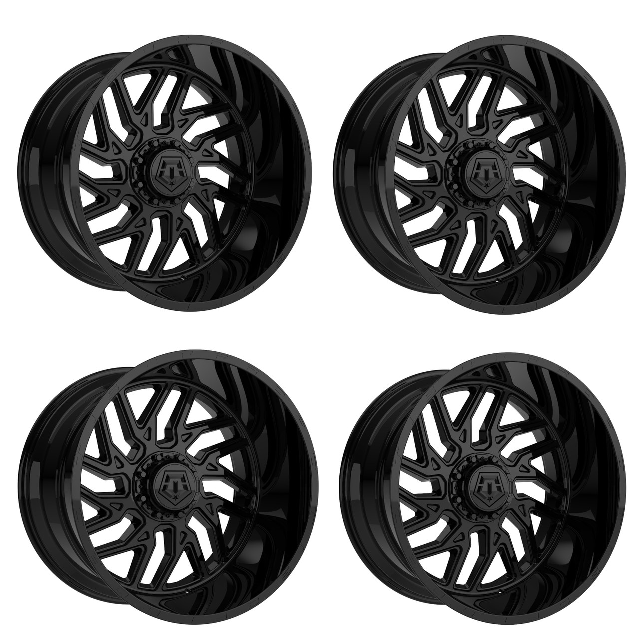 Set 4 20" TIS 544B Gloss Black Wheels 20x10 8x6.5 -25mm Lifted Offroad Truck Rim