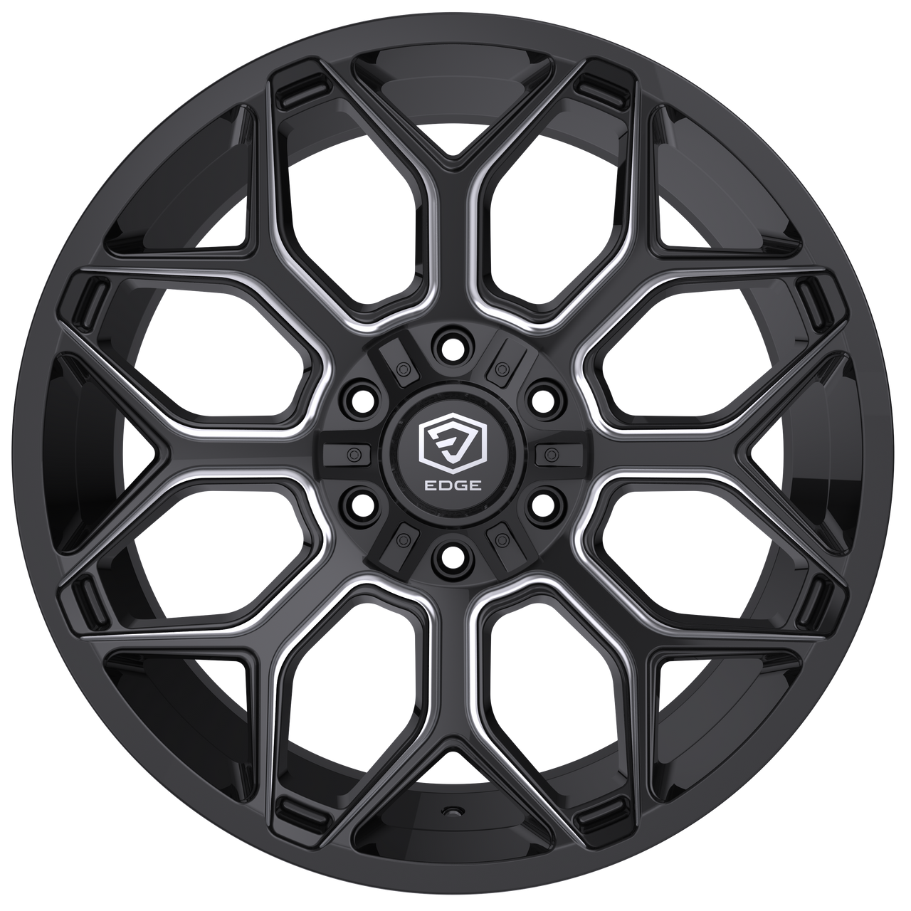20" Edge Off Road 302BM Gloss Black Milled Accent Wheel 20x9 6x135 6x5.5 0mm Rim