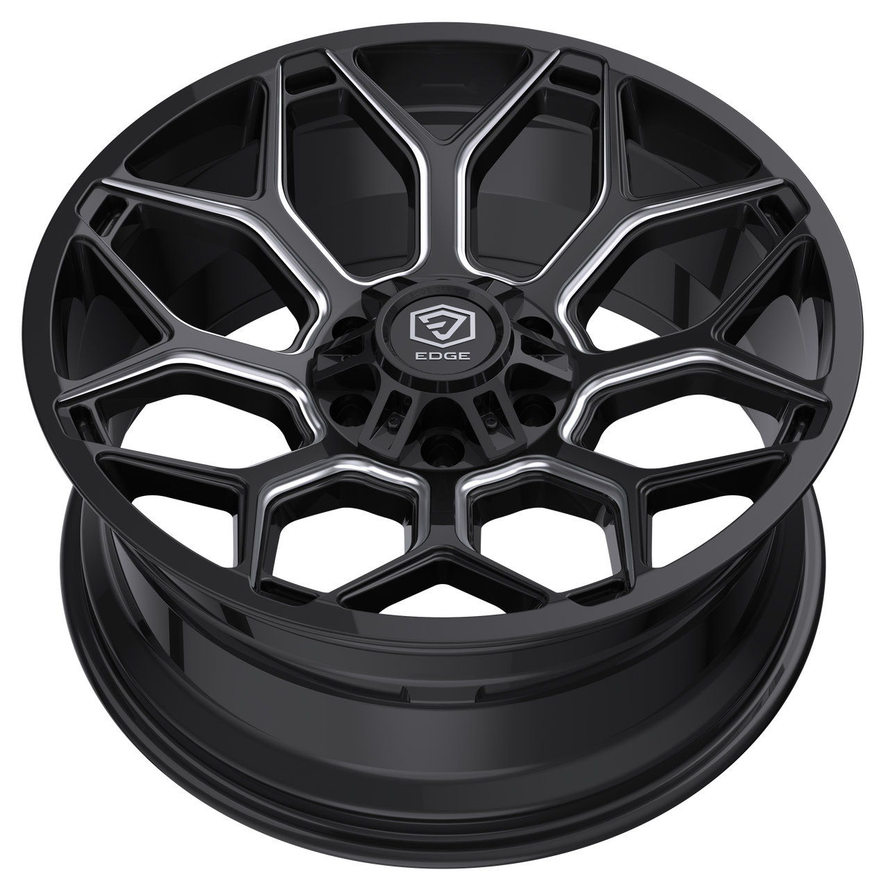 Set 4 20" Edge Off Road 302BM Gloss Black Milled 20x10 6x135 6x5.5 -19mm Wheels
