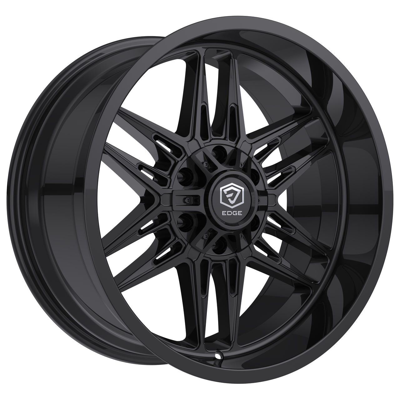 Set 4 20" Edge Off Road 303B Gloss Black Wheels 20x10 6x135 6x5.5 -19mm Rims