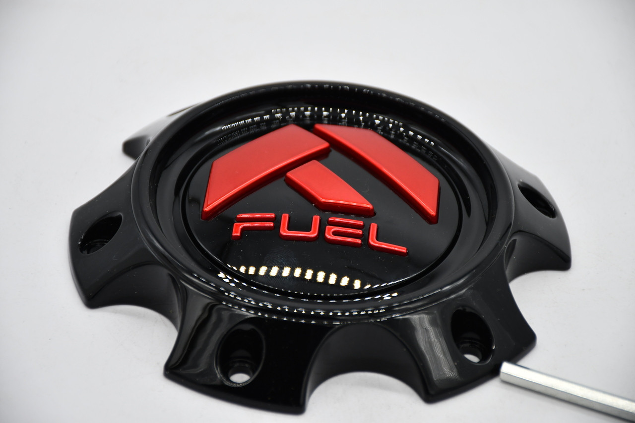 Fuel Gloss Black Red Logo Wheel Center Cap Hub Cap U1006-12GBQ 6" Trigger D758 6x5.5