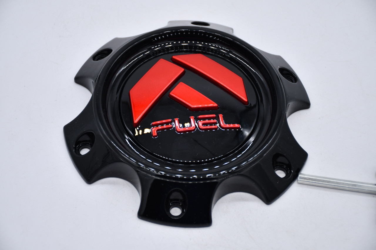 Fuel Gloss Black Red Logo Wheel Center Cap Hub Cap U1006-12GBQ 6" Trigger D758 6x5.5