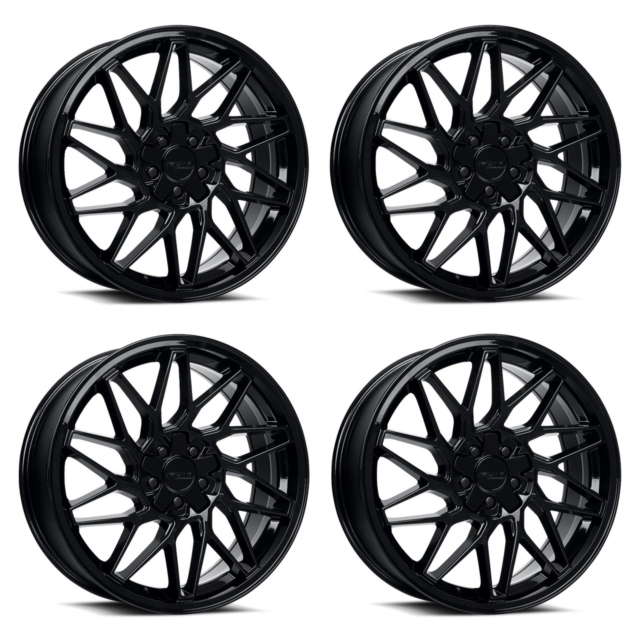 Set 4 18" Katana Racing KR09 18x8 5x105 5x114.3 40mm Glossy Black Tuner Wheels