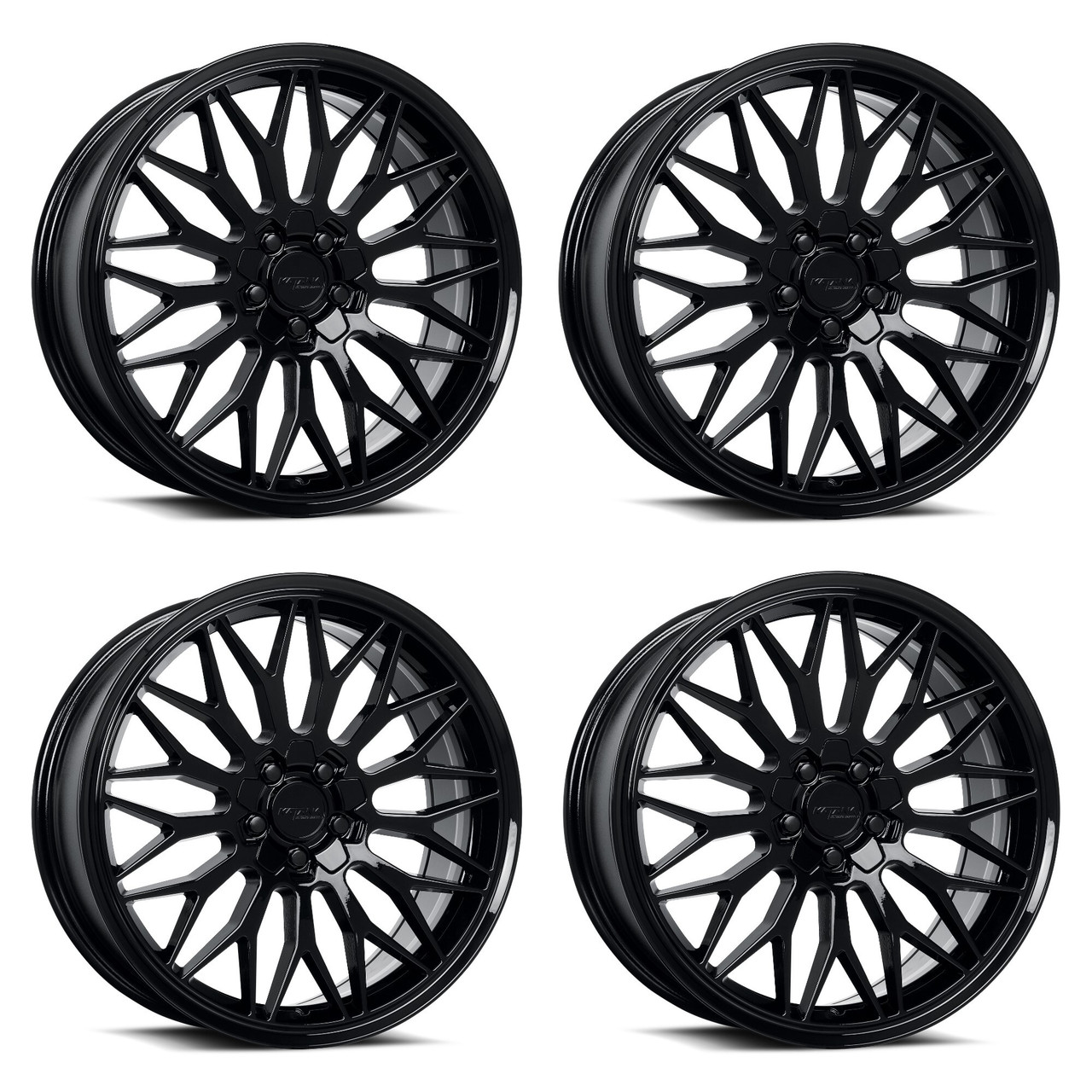 Set 4 18" Katana Racing KR05 18x8 5x112 5x114.3 40mm Glossy Black Racing  Wheels