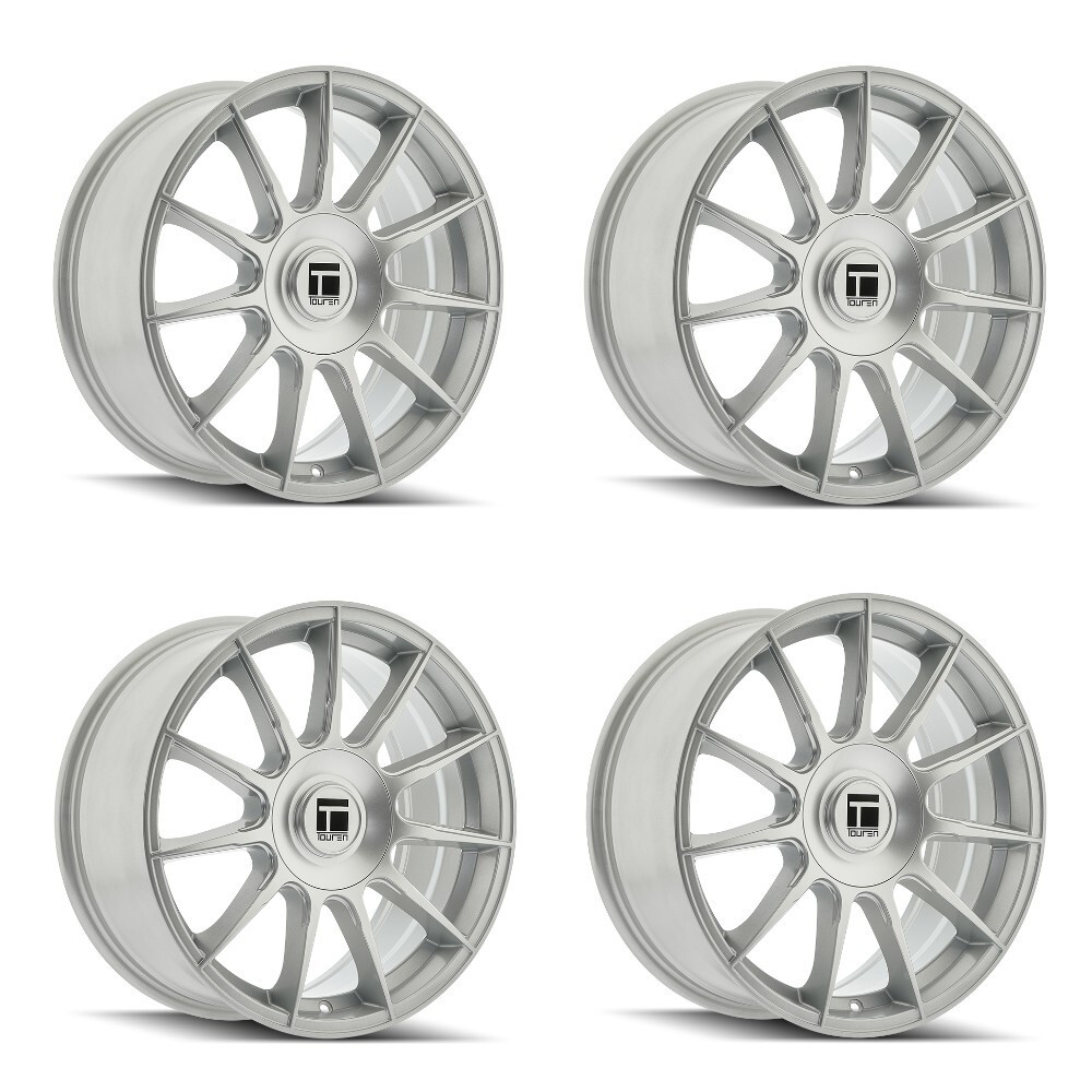 Set 4 18" Touren 3281 Gloss Silver Wheels 18x8 5x4.25 (5x108) 5x115 38mm Rims