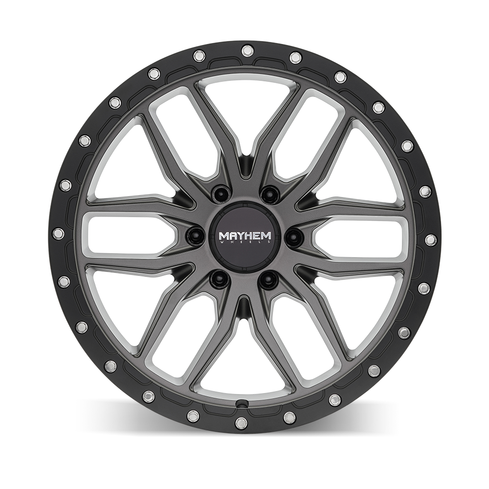 Set 4 20" Mayhem Vector Matte Gunmetal Black Lip 20x9 Wheels 8x180 18mm Rims