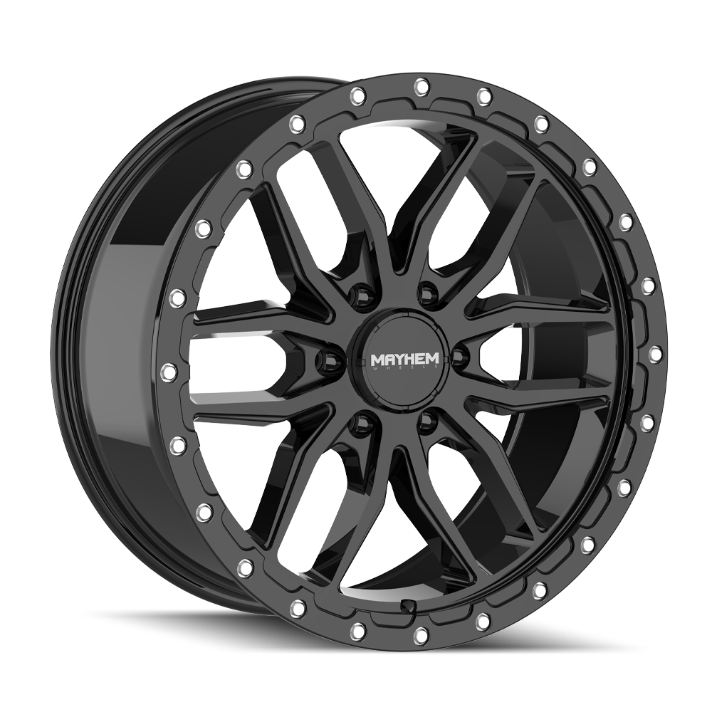 Set 4 20" Mayhem Vector Gloss Black 20x9 Wheels 6x135 18mm Truck SUV Rims