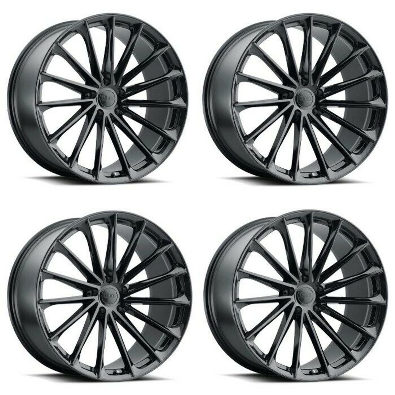 Set 4 OHM Proton 20x10 5x120 Gloss Black Wheels 20" 30mm Rims