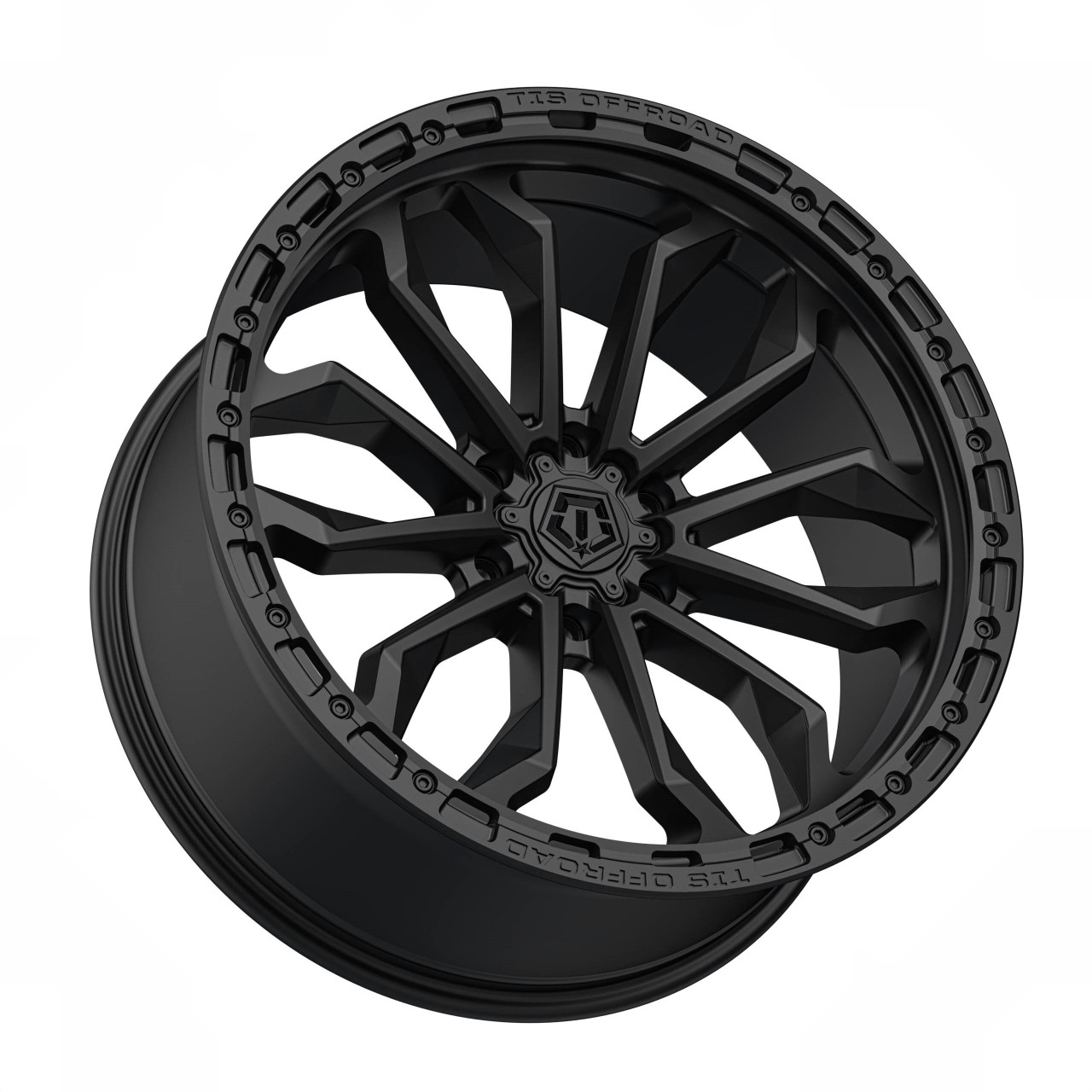 Set 4 22" TIS 556SB Satin Black Satin Black Ring Wheels 22x10 6x5.5 10mm Rims