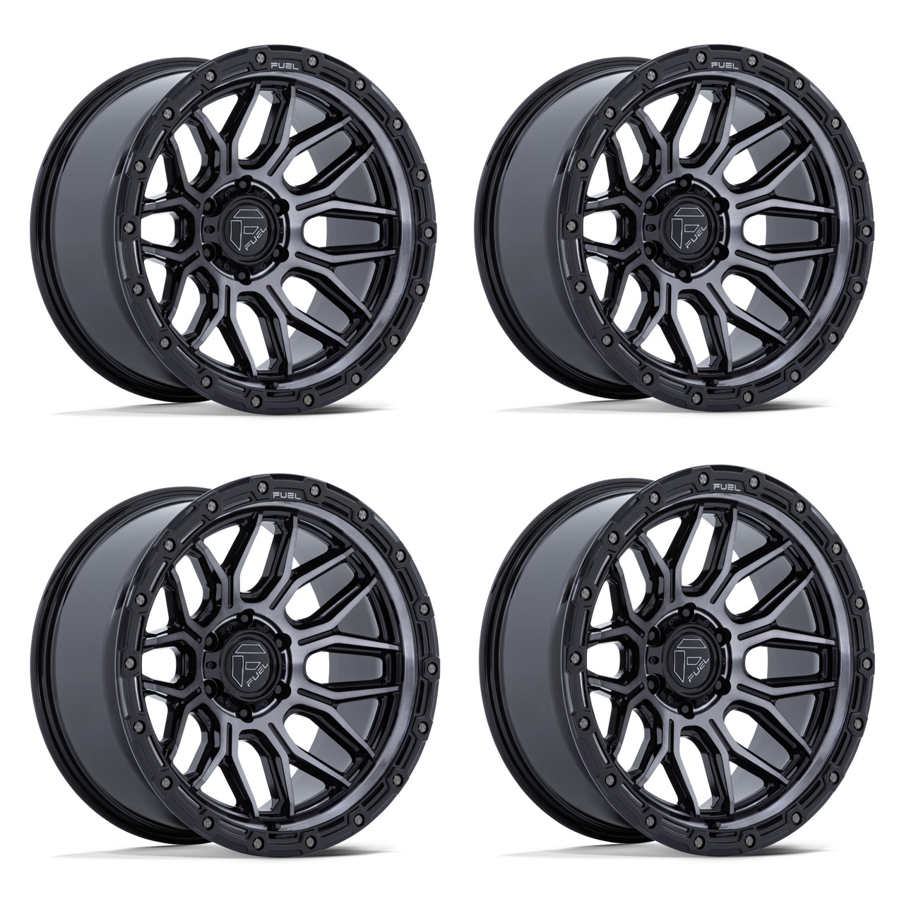 Set 4 20" Fuel FC881 Surge Gloss Black Machined GTCC 20x10 Wheels 5x5 -18mm Rims Offroad Truck Wheels