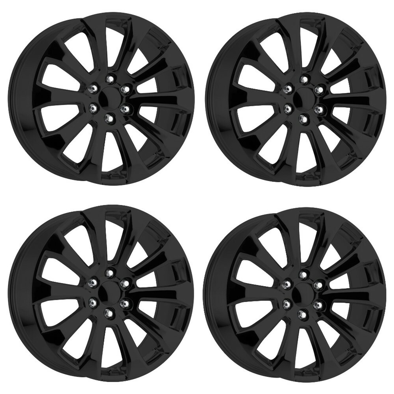 Set 4 Performance Replicas PR204 22x9 6x5.5 Gloss Black Wheels 22" 28mm Rims