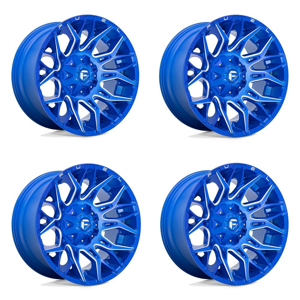 Set 4 Fuel D770 Twitch 20x10 8x180 Anodized Blue Milled Wheels 20