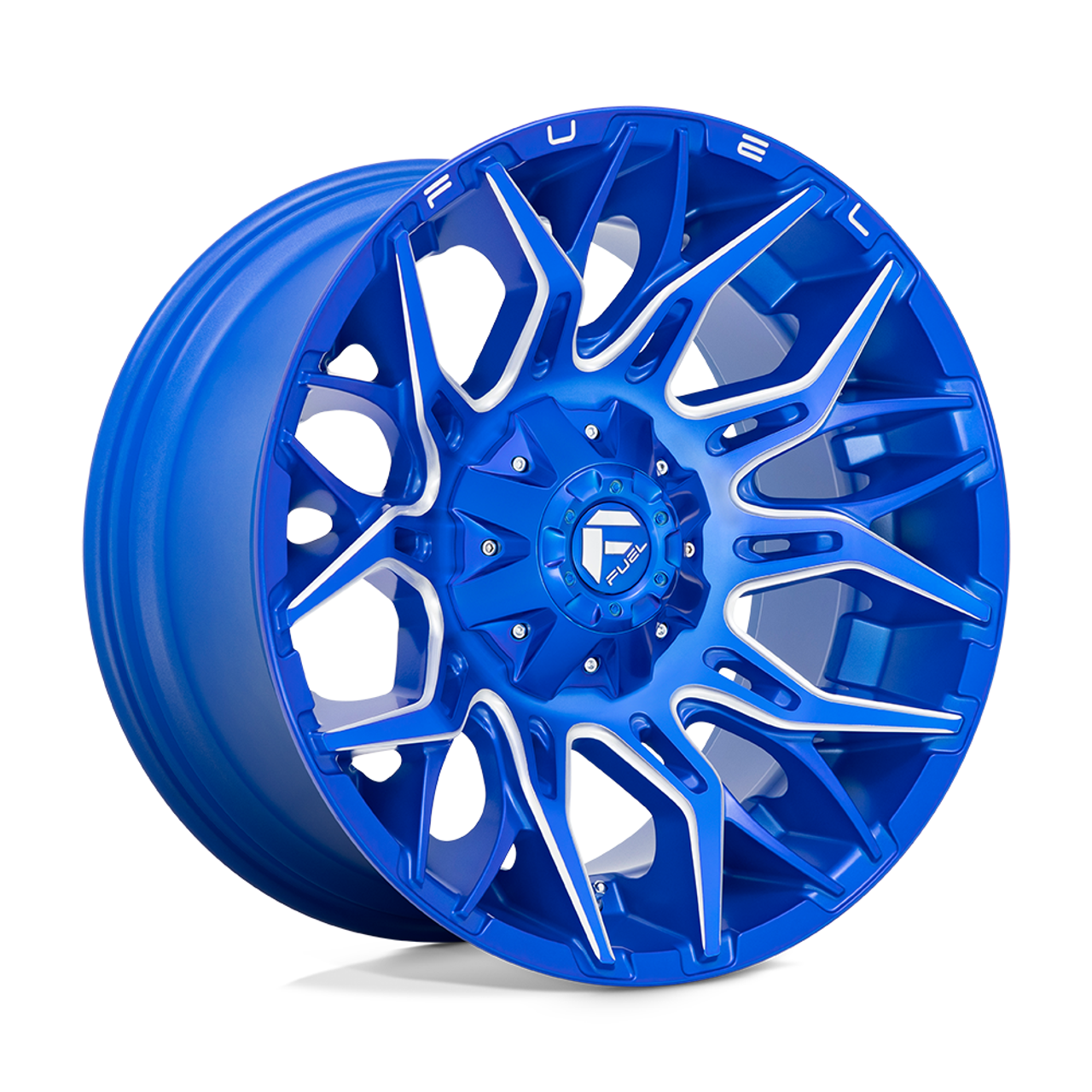 Set 4 Fuel D770 Twitch 20x10 8x180 Anodized Blue Milled Wheels 20" -18mm
