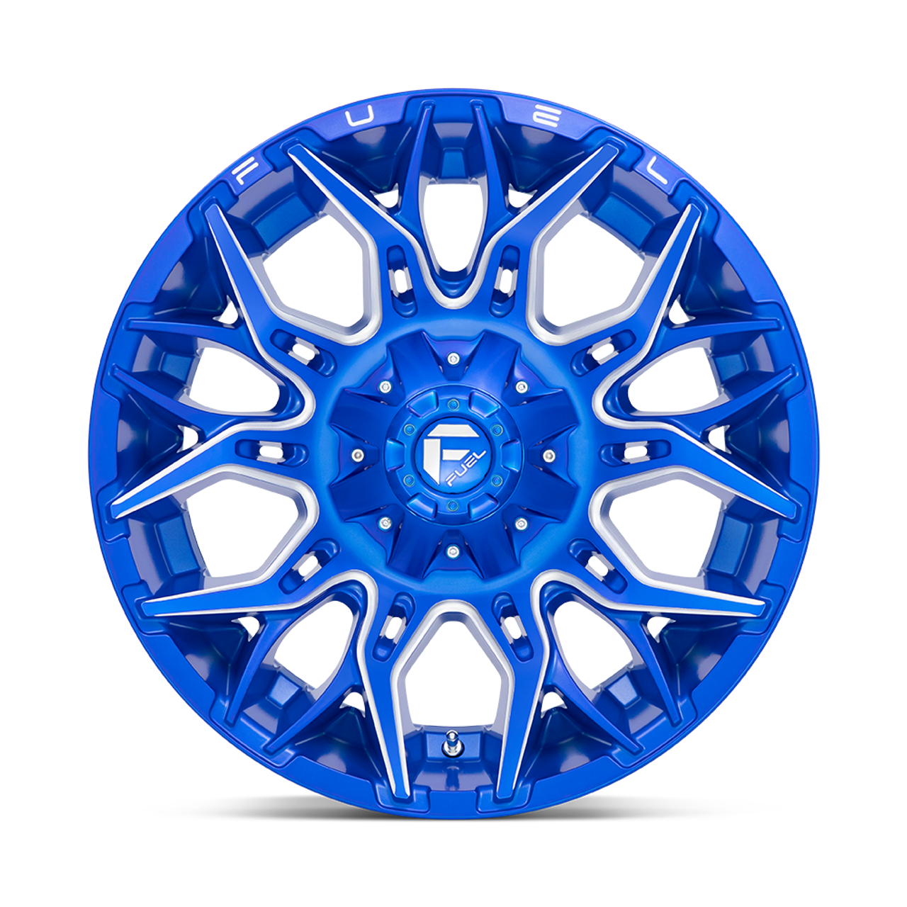 Set 4 Fuel D770 Twitch 20x10 8x180 Anodized Blue Milled Wheels 20" -18mm