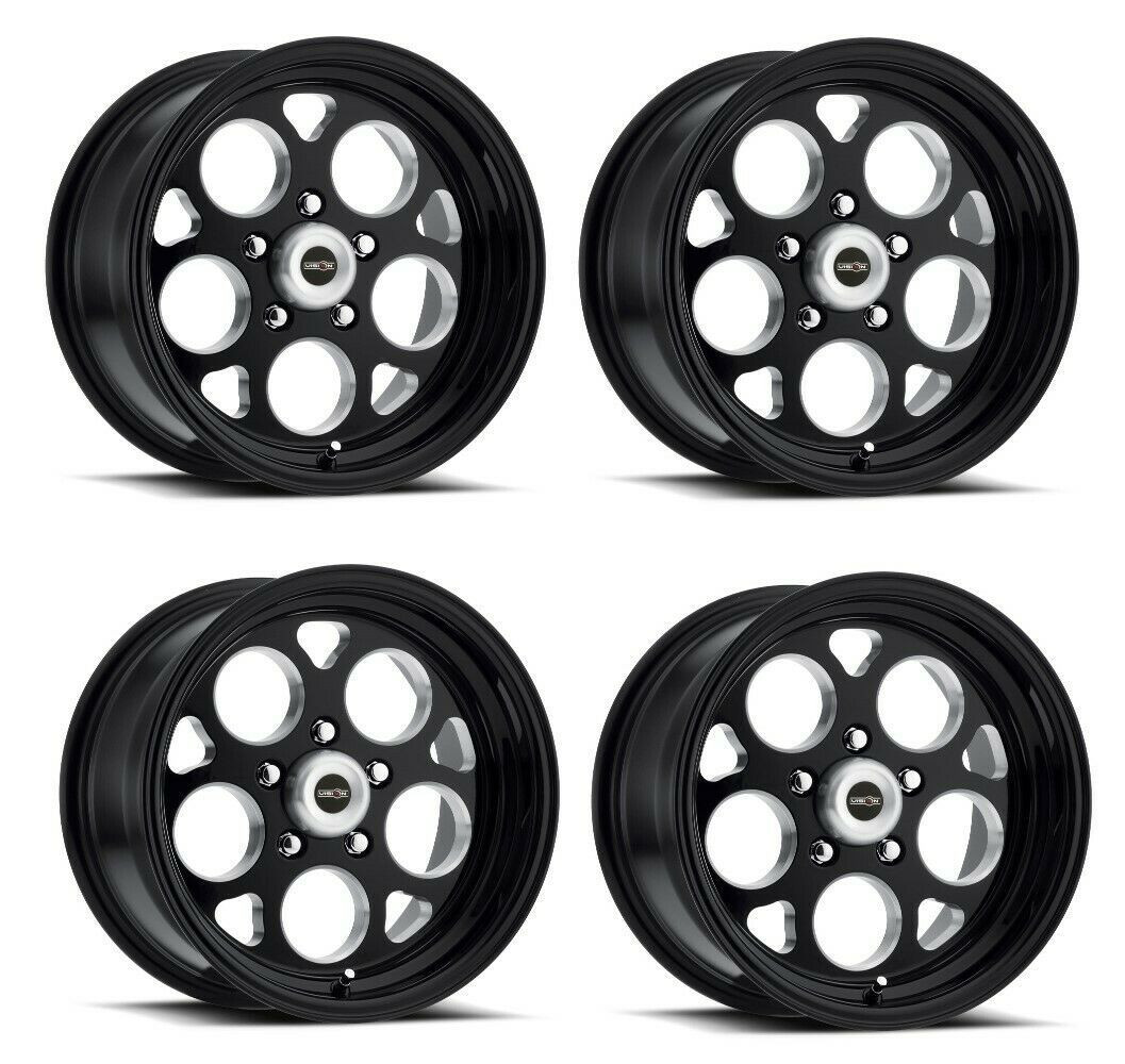 Set 4 17" Vision 561 Sport Mag Gloss Black with Milled Windows 17x4.5 Wheels 5x4.75 (5x120.65) -24mm Rims