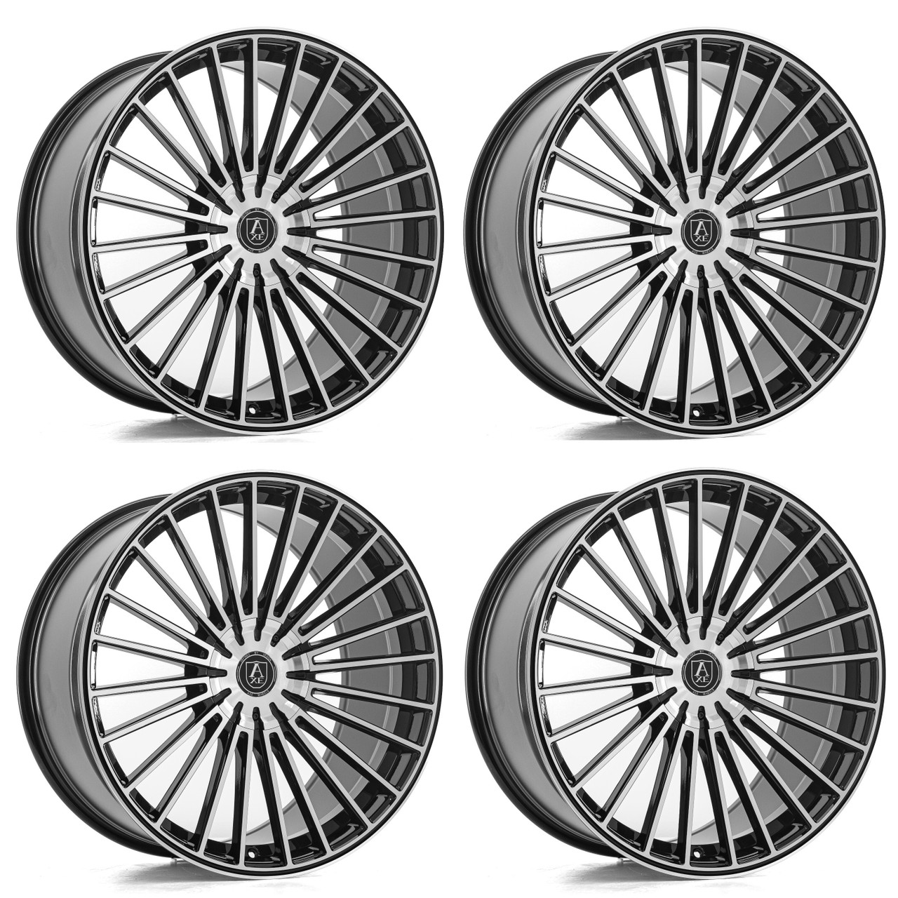 Set 4 22" Axe EX EX50 Black & Polished Face 22x10.5 Wheels 5x130 40mm Car Rims