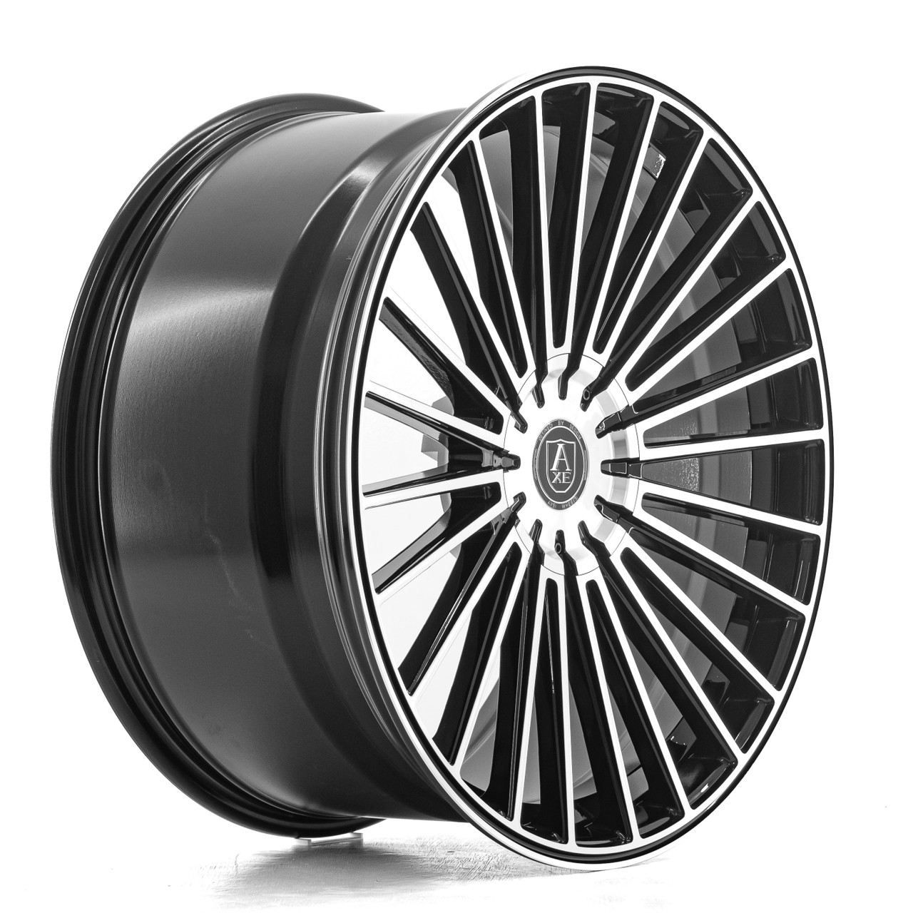 Set 4 22" Axe EX EX50 Black & Polished Face 22x10.5 Wheels 5x130 40mm Car Rims