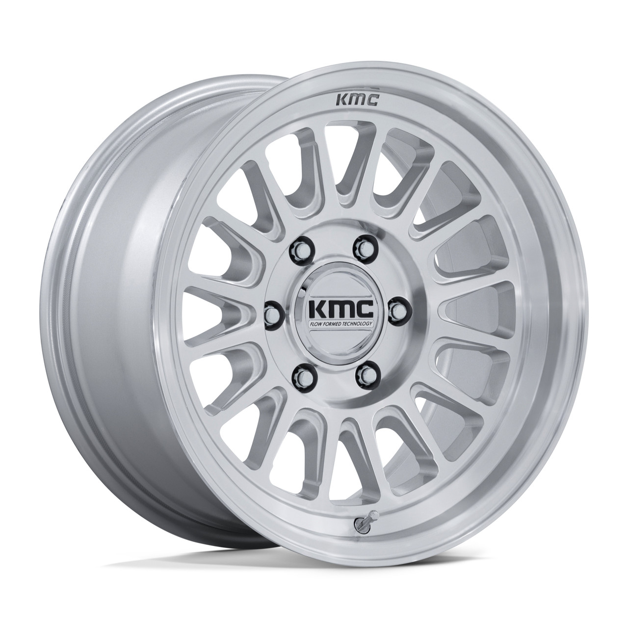 18" KMC KM733 Impact FFT Gloss Silver Machined Face 18x9 Wheel 8x6.5 0mm Rim