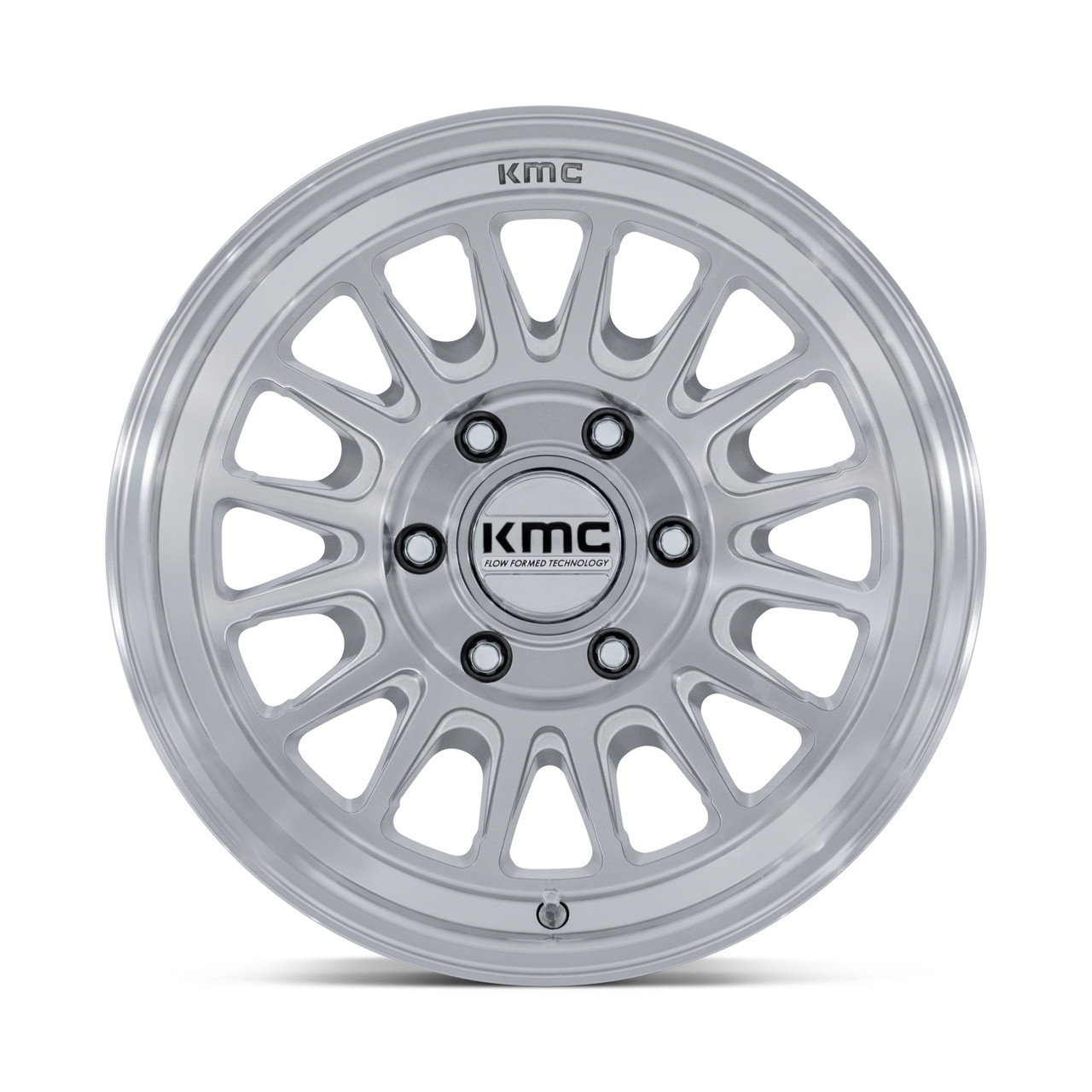 18" KMC KM733 Impact FFT Gloss Silver Machined Face 18x9 Wheel 8x6.5 0mm Rim