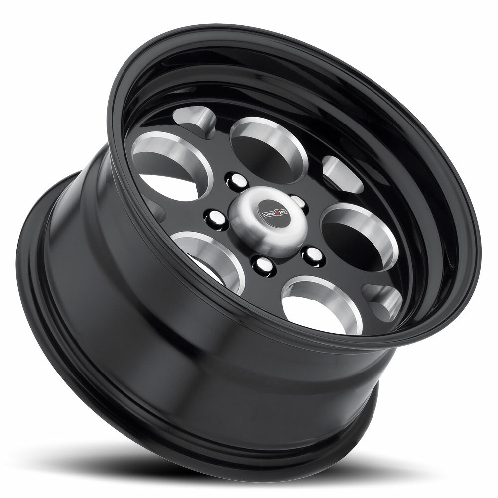 15" Vision 561 Sport Mag Gloss Black with Milled Windows 15x8 Wheel 5x5 (5x127) 0mm Rim