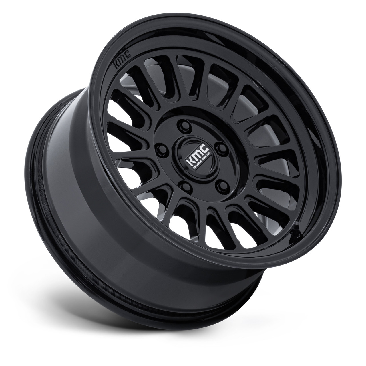 17" KMC KM733 Impact FFT Gloss Black 17x8.5 Wheel 5x5 0mm For Jeep Offroad Rim