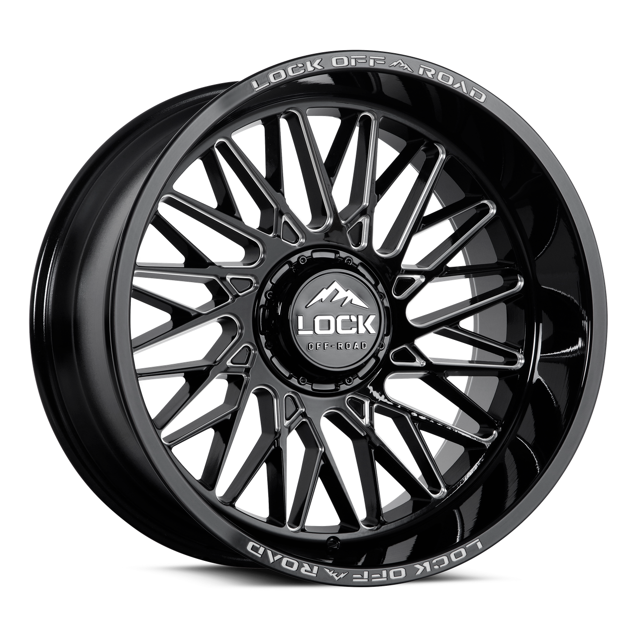 Set 4 22" Lock X-Treme Bandit Gloss Black Milled 22x10 Wheel 8x180 -18mm Truck Rim For Chevy GMC Truck