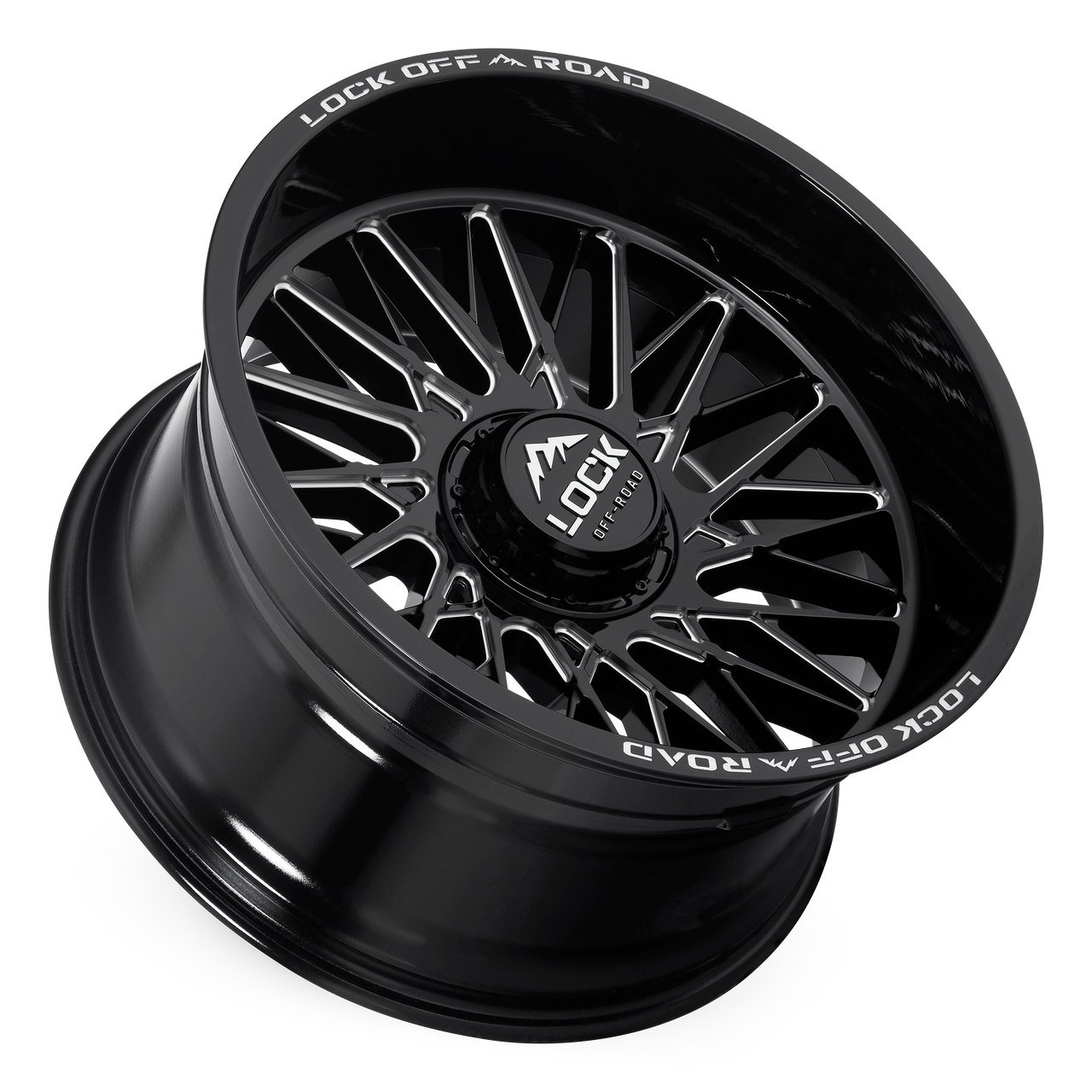 22" Lock X-Treme Bandit Gloss Black Milled 22x10 Wheel 8x6.5 -18mm Truck Rim