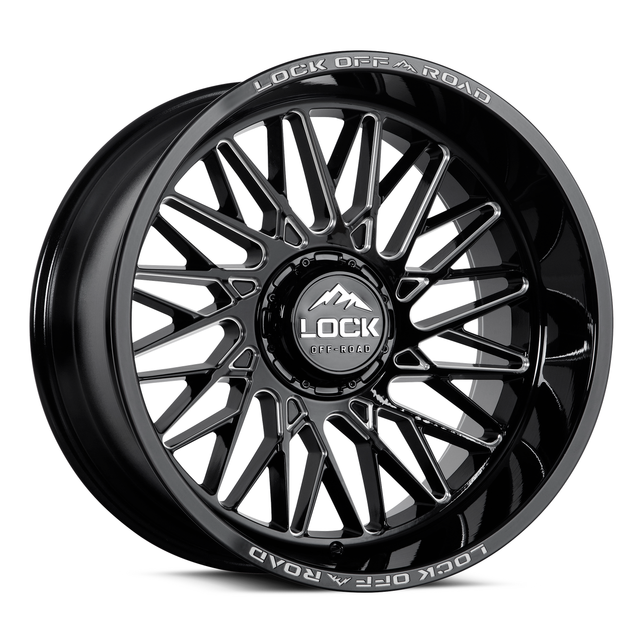 20" Lock X-Treme Bandit Gloss Black Milled 20x9 Wheel 8x6.5 1mm Truck Rim
