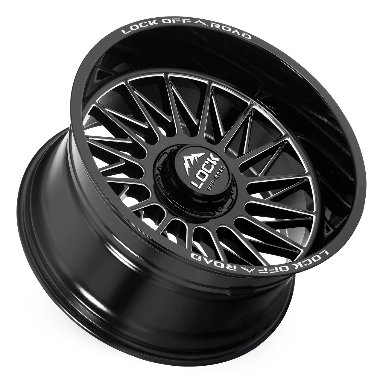 20" Lock X-Treme Assault Gloss Black Milled 20x10 Wheel 8x180 -18mm Truck Rim