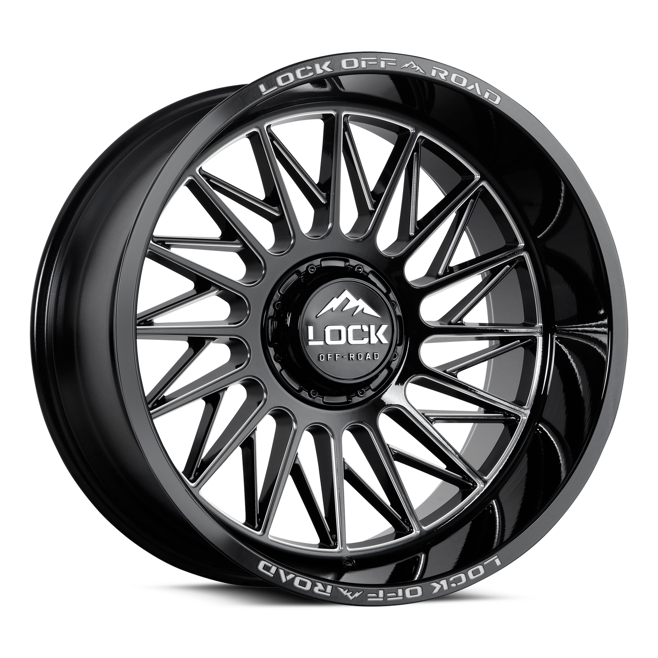 Set 4 22" Lock X-Treme Assault Gloss Black Milled 22x12 6x135 6x5.5 -44mm Wheels Lifted Offroad Truck SUV Rims