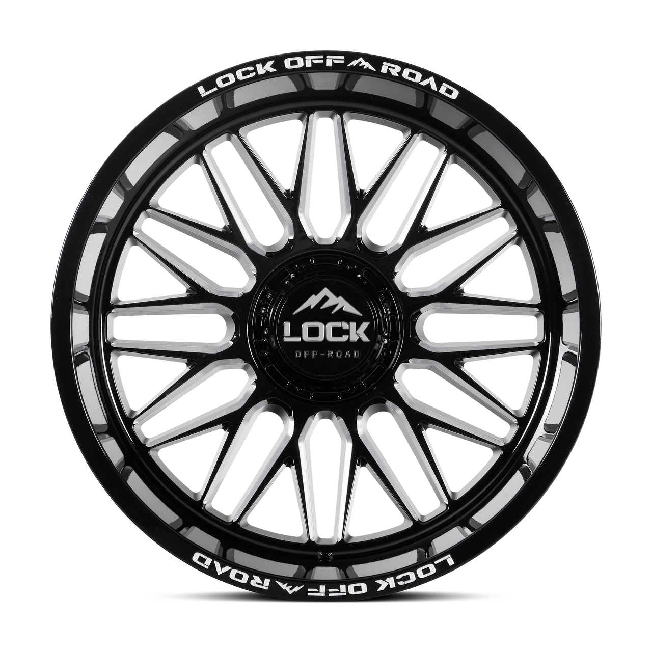 22" Lock X-Treme Apex Gloss Black Milled 22x10 Wheel 8x180 -18mm Truck Rim