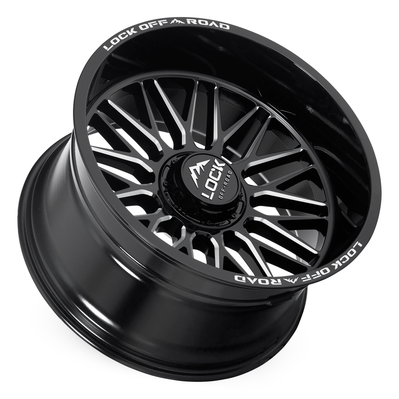 22" Lock X-Treme Apex Gloss Black Milled 22x10 Wheel 8x180 -18mm Truck Rim