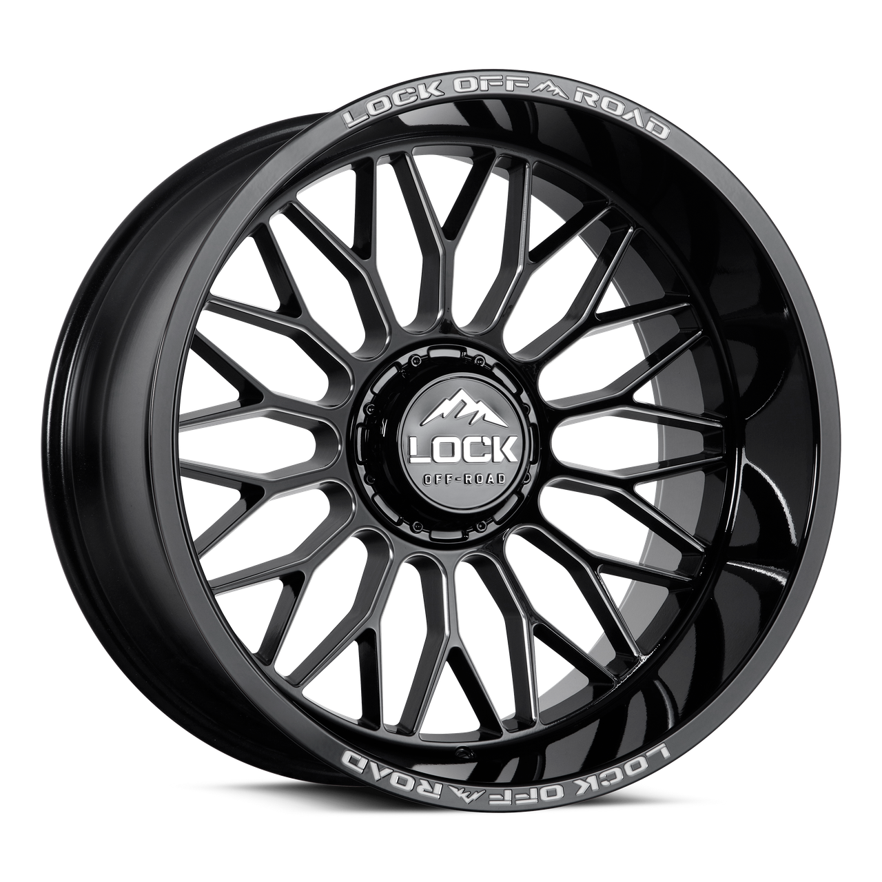 20" Lock X-Treme Rampage Gloss Black Milled 20x10 Wheel 8x6.5 (8x165.1) -18mm Rim