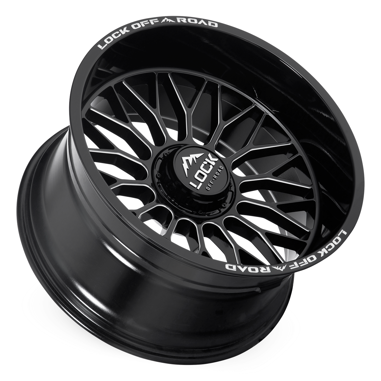 20" Lock X-Treme Rampage Gloss Black Milled 20x10 Wheel 8x6.5 (8x165.1) -18mm Rim